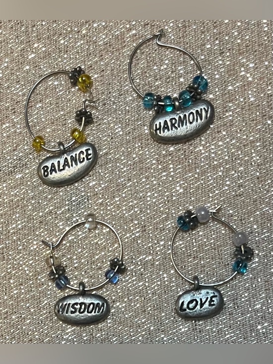 Unbranded Other - Handcrafted Wine Glass Charms Inspirational Words Silver Tone Pewter Pendents 4